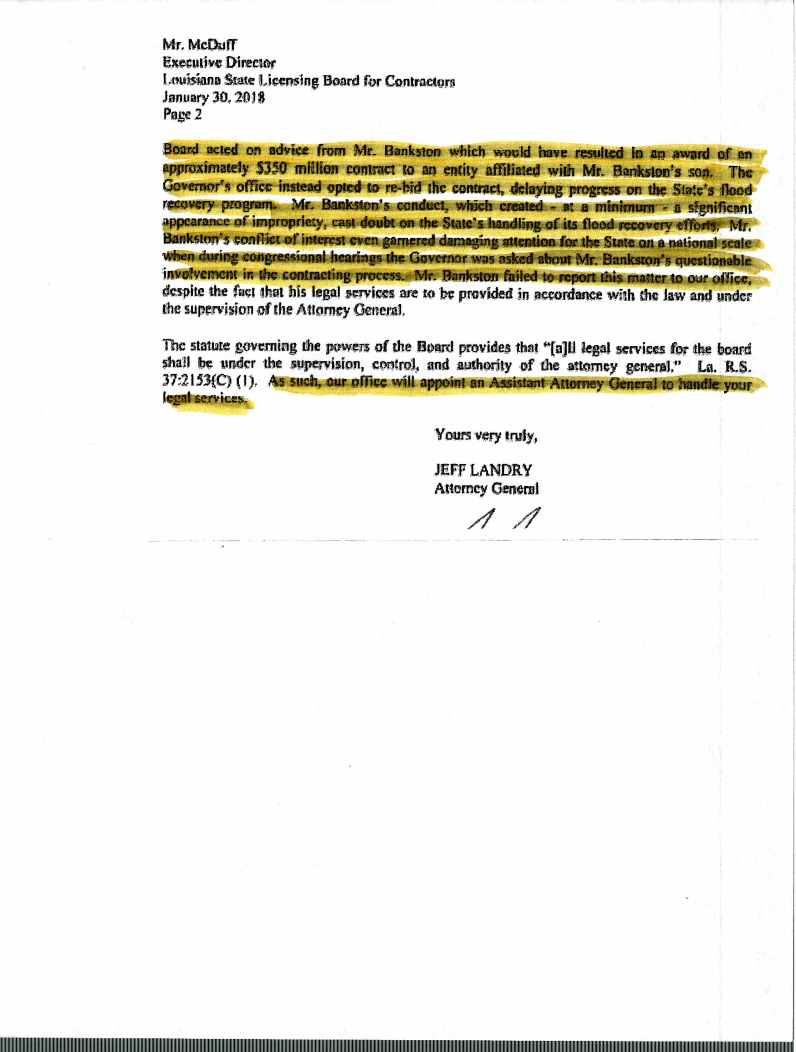 Attorney General Jeff Landry shames Gov. Edwards, State Contractor Board into hiring quality